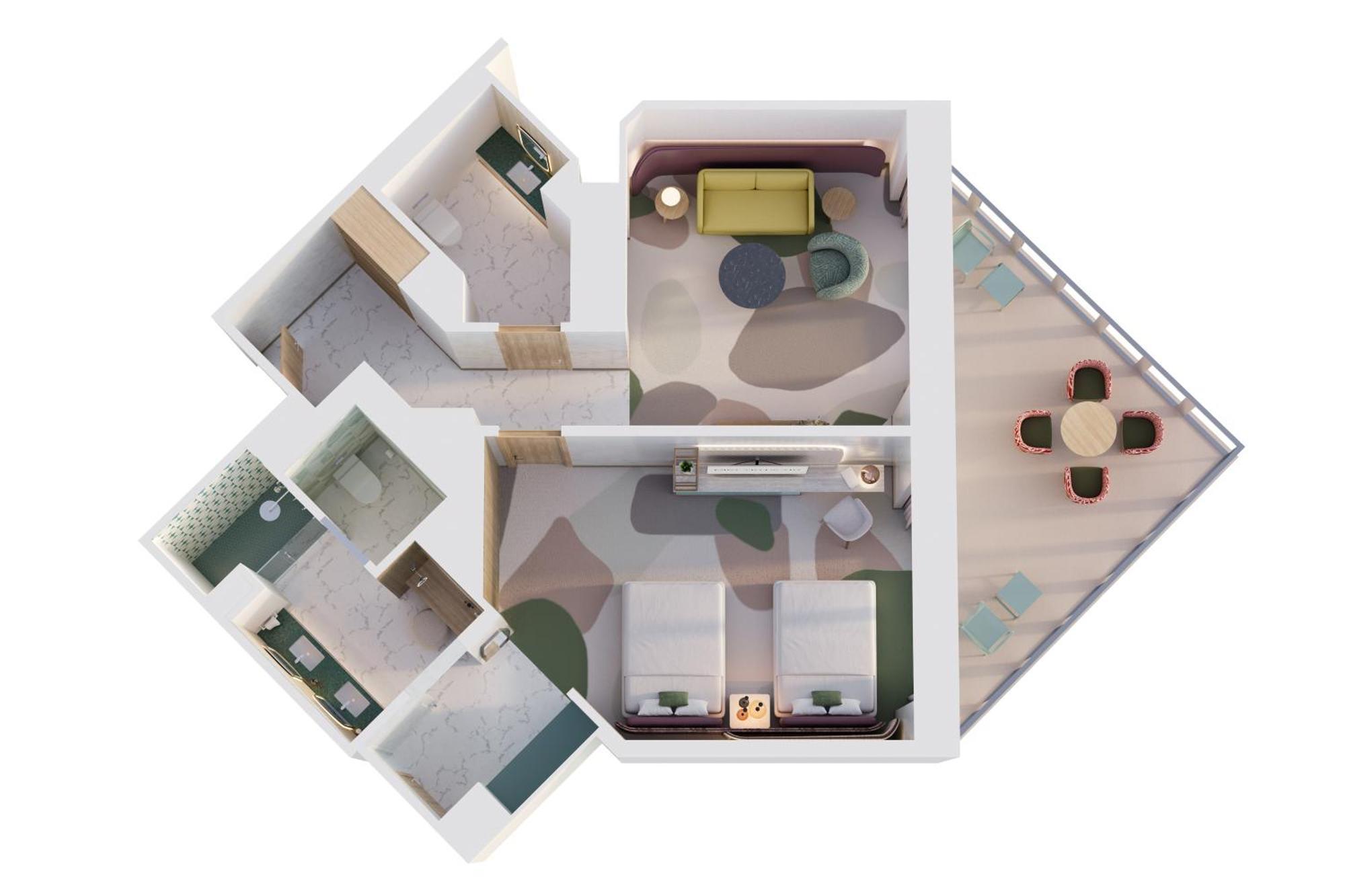 Pier Sixty-Six Otel Fort Lauderdale Dış mekan fotoğraf 3D floor plan of a hotel room
